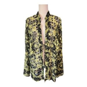 EUC Notations Woman sheer floral tie-front blouse – size 2X